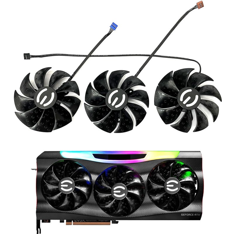 LTANDBR 87MM PLD09220S12H RTX3080 RTX3070 Graphics Card Fan Replacement for EVGA GeForce RTX 3070 3080 TI 3090 FTW3 Cooler Fan (Black 3-Fan) - Image 1